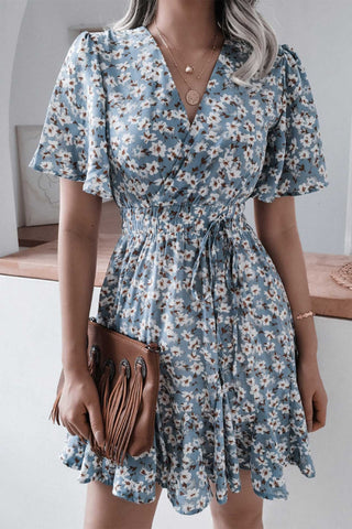 Beyprern spring outfit summer outfit dress Floral Print Chiffon Mini Dress