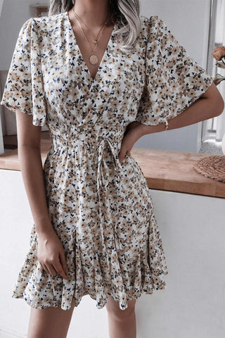 Beyprern spring outfit summer outfit dress Floral Print Chiffon Mini Dress