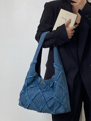 Beyprern back to school  Earl Dark Blue Suede Handbag