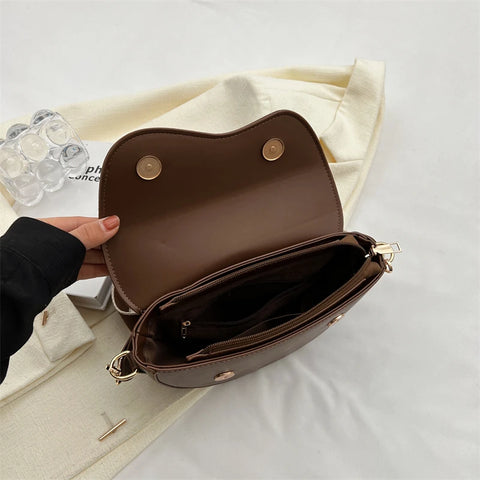 Beyprern Small Leather Saddle Armpit Bags for Women 2023 Summer Chain Shoulder Crossbody Bag Ladies Vintage Underarm Handbags bolsa