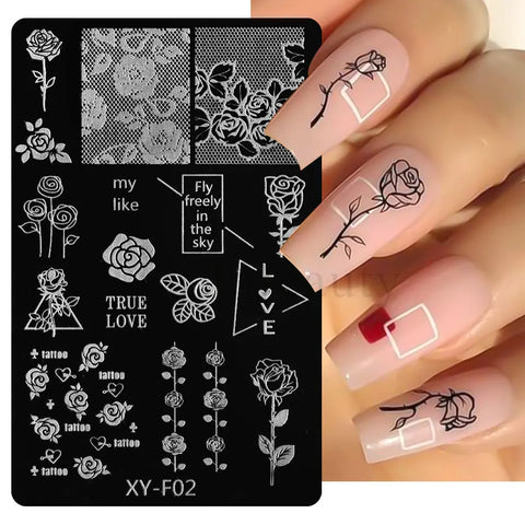 Beyprern Spring Flowers Nail Stamping Plates Cherry Blossom Summer Daisy Floral Butterfly DIY Nail Design Image Stamp Templates Stencil