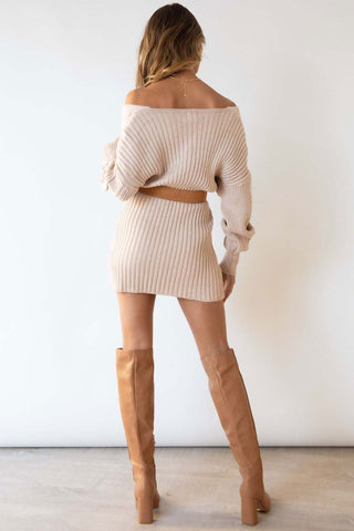 Beyprern spring outfit summer outfit dress V Neck Twist Knitted Mini Dress