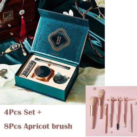 Beyprern Makeup Cosmetic Set Oriental Beauty  Lotus Pond Moonlight Gift Box Velvet Lipstick Ivory Concealer Eye Shadow Setting Powder