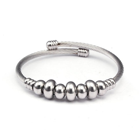 Unisex Stainless Steel Strand Beads Sporty Charm Bangles High Quality Open Chain Link Fashion Men Women Bracelets Jewelry