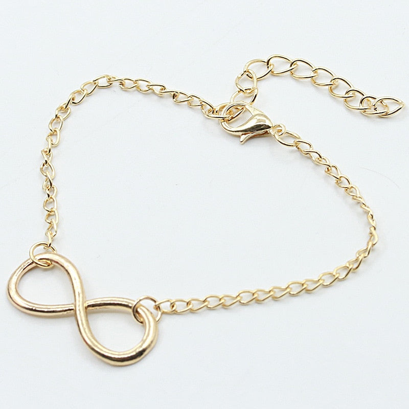 Beyprern Hot Popular Plating Gold Metal Cross Infinite Bracelet & Bangle Charm Chain Bracelets Jewelry For Women High Quality Gifts