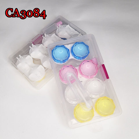 Contact Lens Case 4 Pairs Crystal Lenses Box Travel Kits for Contact Lenses Contacts Water Container CA3084
