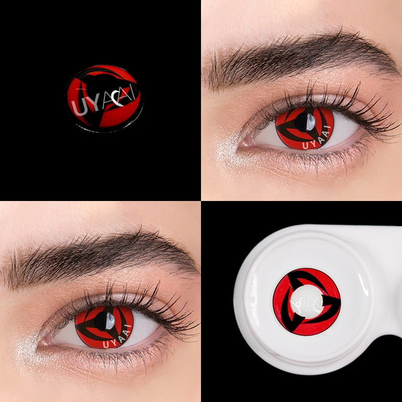 UYAAI 2Pcs/Pair Color contact lenses Sharingan contact lenses Anime lenses Cosplay anime accessories White Lens Halloween