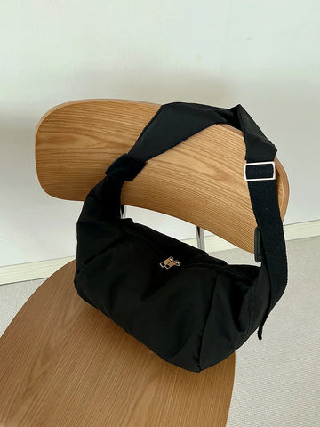 Beyprern back to school Women's Crossbody Hobo Bags Fluffy Canvas Shoulder Bag Large Capacity Casual Sport Handbags Female Travel School Messenger Bag