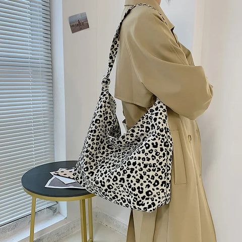 Beyprern back to school Women's Bag Cheap Casual Large Capacity Shoulder Bags Shopper Canvas Fashion Harajuku Zipper Leopard Print Ulzzang Handbags
