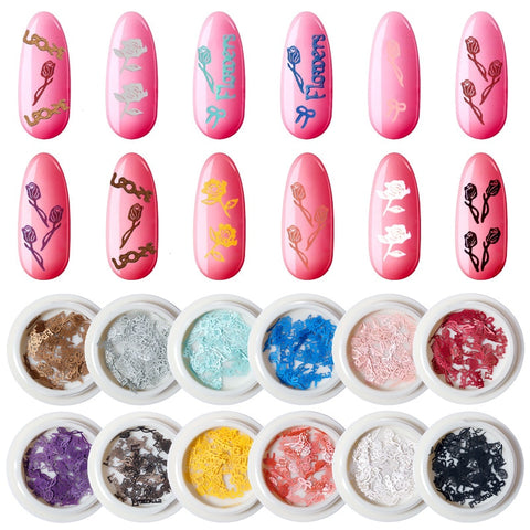 Beyprern 3Boxes New Nail Art Accessories Wood Pulp Chips Valentine's Day Rose Bear Love Bow Tie Etc.Nails Decorations DIY Manicure Charms
