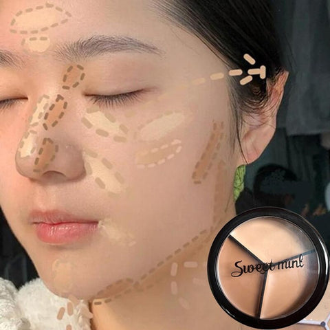 Beyprern 3 Colors Concealer Palette Moisturizing Cover Dark Circles Acne Spot Foundation Brightening Concealer Cream Face Makeup Cosmetic