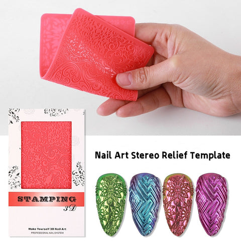 Beyprern 3D Nail Art Soft Silicone Template Stamping Embossed Carving Mold Relief Pattern Self-Made Manicure Tools Supplies Accessories