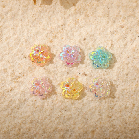 Beyprern 50Pc Nail Art Charms 3D Smiley Sun Flower Cow Little Flower Bow Nail Decorations DIY Colorful Resin Manicure Accessories Supplie