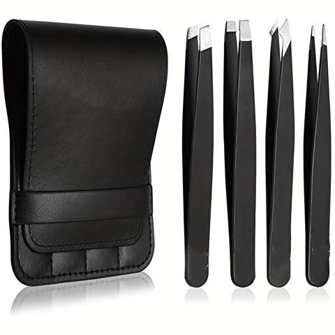 Beyprern 1pc Precision Stainless Steel Tweezers for Eyebrows and Facial Hair - Great for Splinter and Ingrown Hair Removal - Perfect for Men and Women (Black)