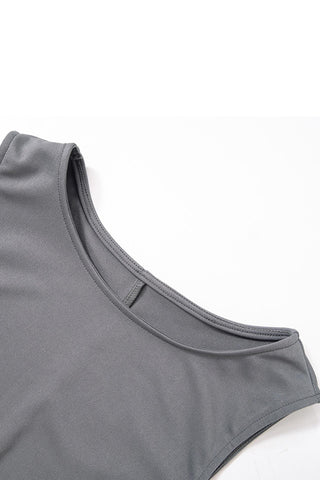 Beyprern spring outfit summer outfit dress Grey Crew Neck Pack Hip Tank Dress