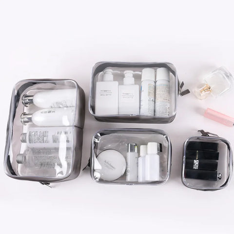 Beyprern Transparent PVC Storage Bags Travel Organizer Clear Makeup Bag Beautician Cosmetic Bag Beauty Case Toiletry Bag Wash Bags S-XL