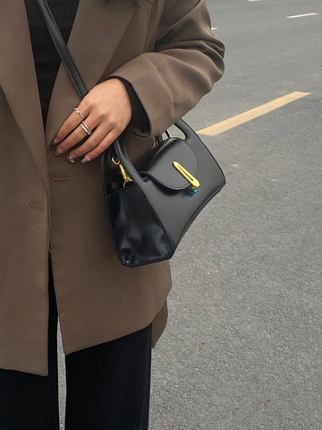 Beyprern back to school  Georgia Black Pu Leather Handbag