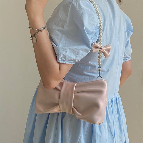 Beyprern back to school  Mini Bow Pit Pearl Handle Handbag
