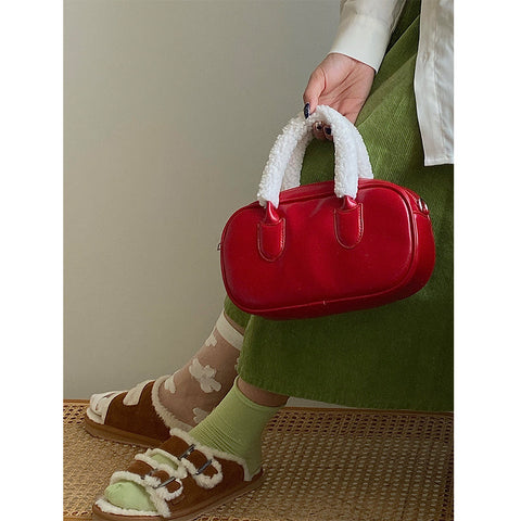 Beyprern back to school  Cori Faux Leather Fleece Handle Handbag