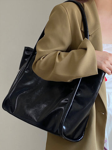 Beyprern back to school  Anastasia Faux Leather Big Shoulder Handbag