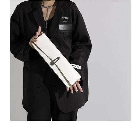 Beyprern back to school  Melinda Rectangular Wide Faux Leather Cuban Chain Handle Handbag