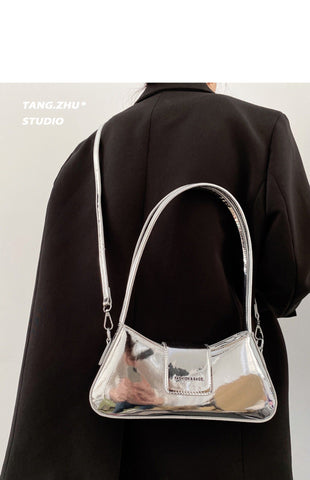 Beyprern back to school  Estella Silver Cure Trapezoid Shoulder Bag Handbag