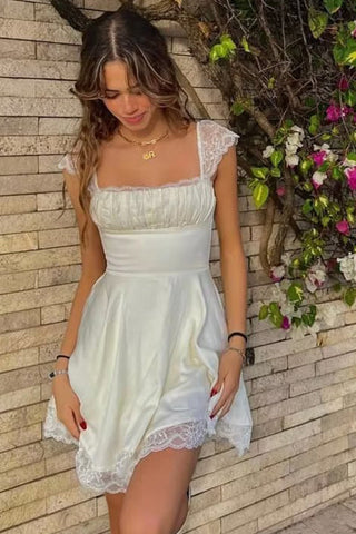 Beyprern spring outfit summer outfit dress Lace Patchwork Strappy Corset Dress