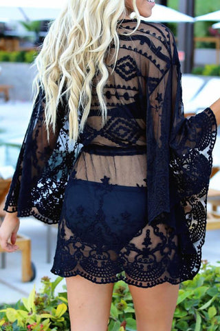 Beyprern spring outfit summer outfit dress Mesh Lace Crochet Cover-up Dress