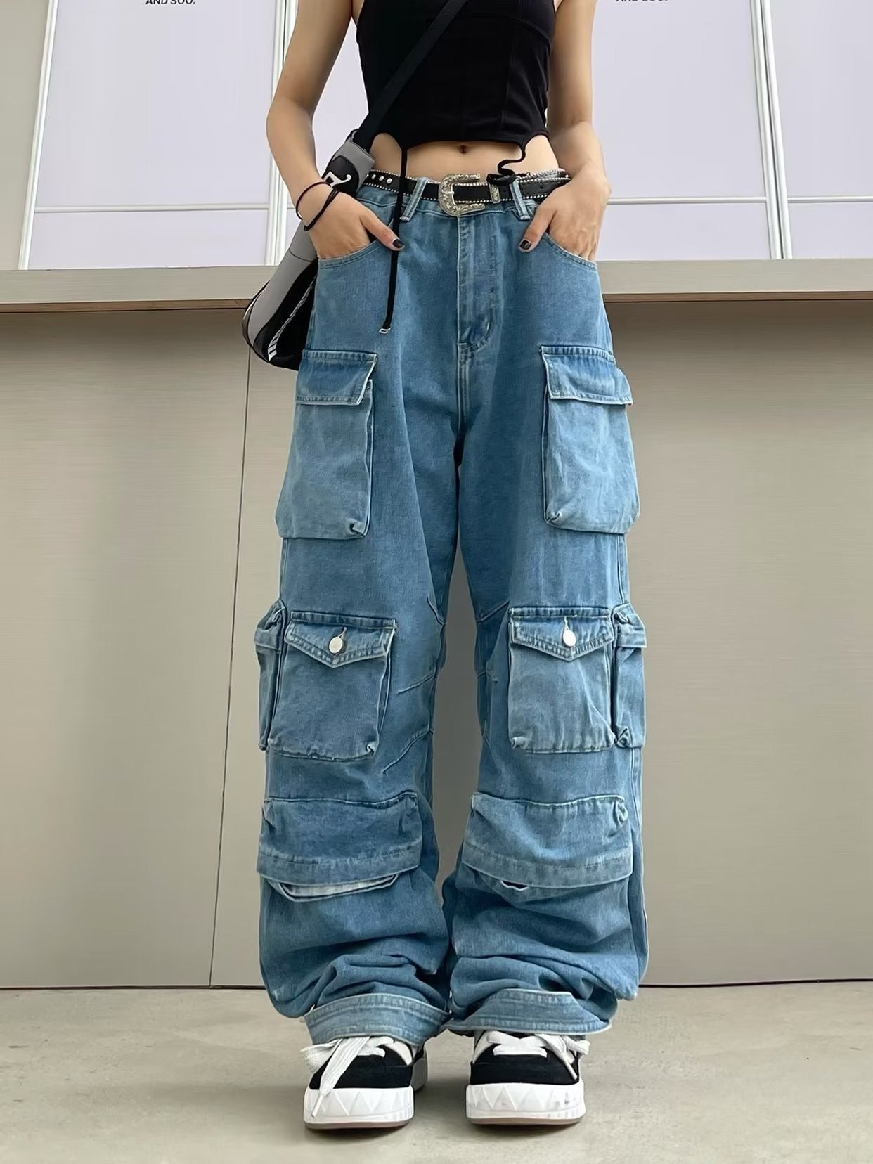 concert outfit ideas Women's Fashion All-Match Jeans Zipper Light Color Washed Overalls Trousers Simple New