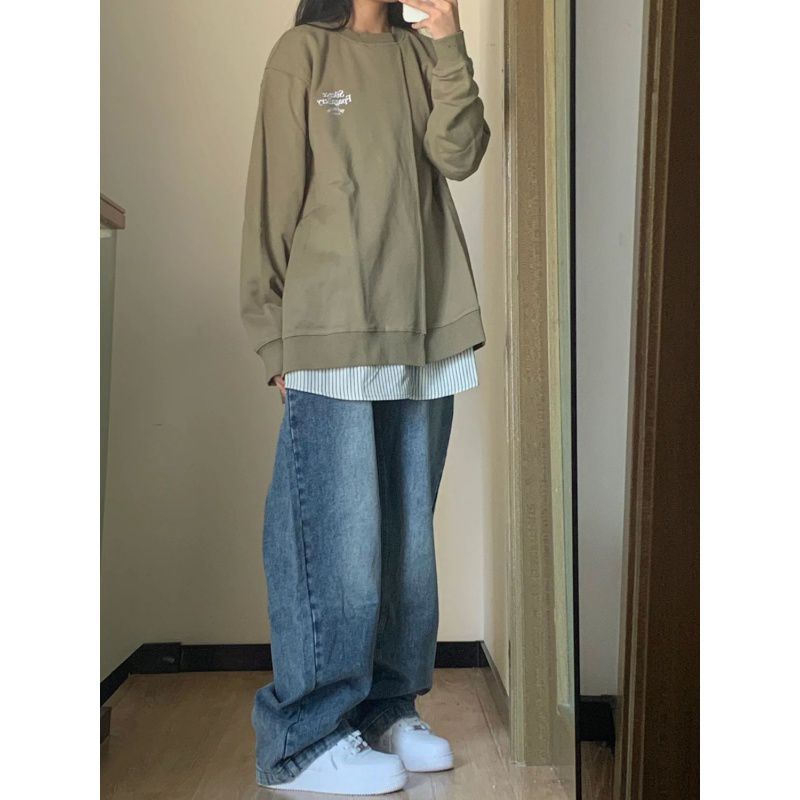 back to school fits High Waist Jeans for Women Ins Korean Style Loose Wide Leg Slimming Versatile 2024 New Straight Mop Pants for Women Fashion