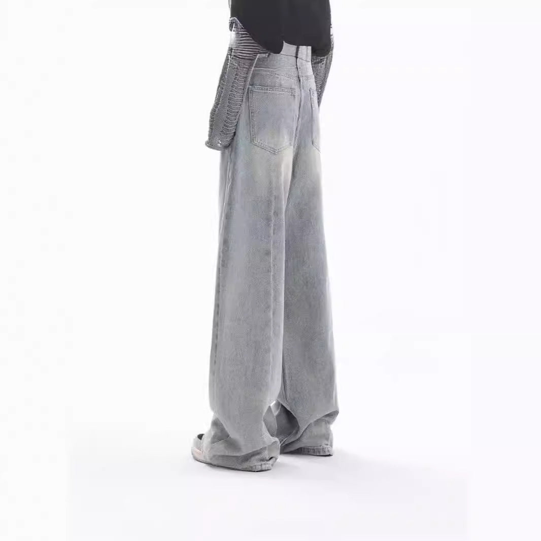 back to school fits Summer and Autumn New Retro Jeans Women's American-Style Loose Design Slimming Mopping Wide-Leg Pants Women's Summer Pants