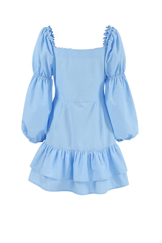 Beyprern spring outfit summer outfit dress Puff Sleeve Single-breasted Ruffle Dress