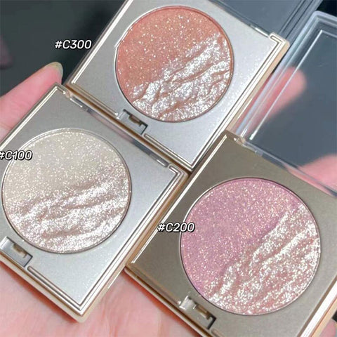 Beyprern Double Color Highlighter Palette Shimmer Waterproof Lasting Glitter Brighten Contour Blush Pearlescent Eyeshadow Korean Cosmetic