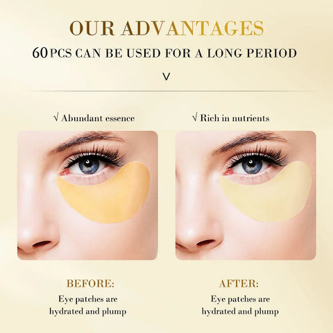 Beyprern Skincare Products 24K Gold Hyaluronic Acid Eye Mask Remove Dark Eye Circles Collagen Eye Patches Korean Face Care Product