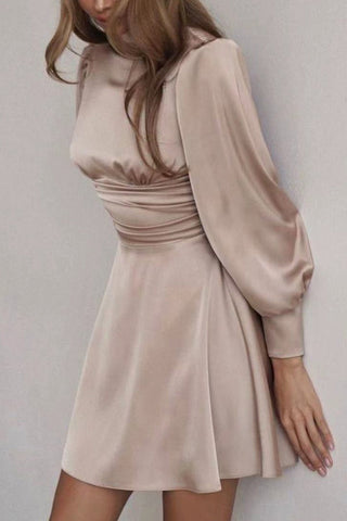Beyprern spring outfit summer outfit dress Satin Puff Sleeve Strappy Backless Dress