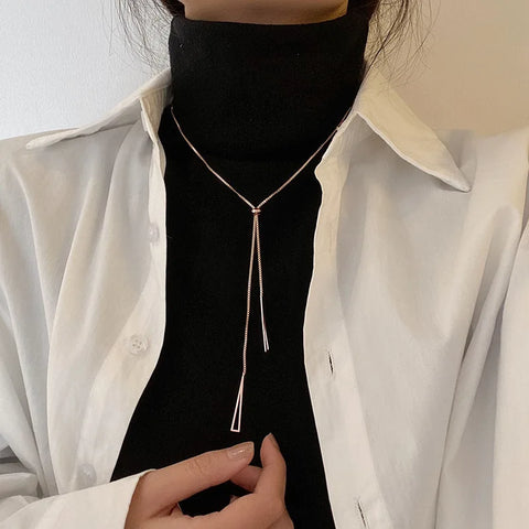 Beyprern Triangle Sweater Chain Female Winter Metal Long Chain Necklace Geometric Adjustable Pull Chains Necklaces For Women Jewelry