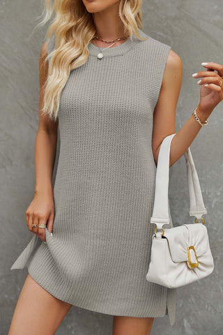 Beyprern spring outfit summer outfit dress Solid Color Tie-up Side Slit Knit Tank Dress