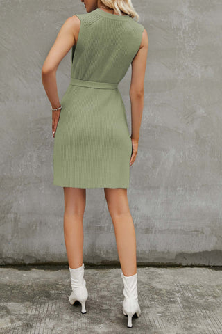 Beyprern spring outfit summer outfit dress Solid Color Tie-up Side Slit Knit Tank Dress