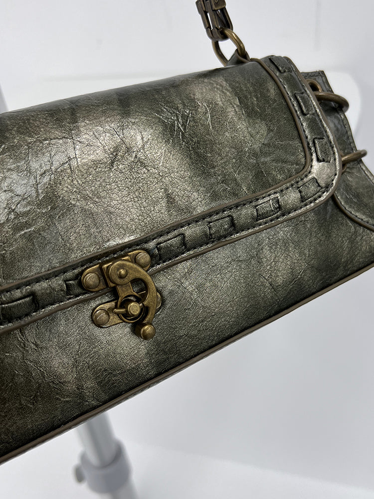 Letica Vintage Shain Strap Handle Lock Clasp Bronze Gold Cross-body ...