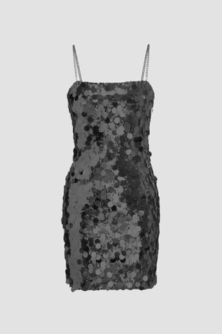 Beyprern spring outfit summer outfit dress Solid Sequin Sleeveless Chain Mini Dress