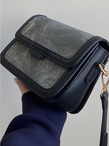 Beyprern back to school  Minimalist Grey Marble Leather Handbag, Cute Shoulder Bag for Women, Vegan Leather Zipper Bag, Vintage Retro Top Handle Bag,  Handheld Bag