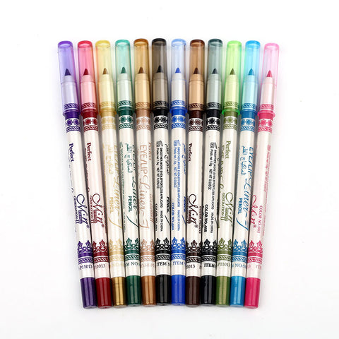 Beyprern 12pcs/set Colorful Eyeliner Pen Set - Waterproof, Luminous, and Long-Lasting Eye Makeup Stick