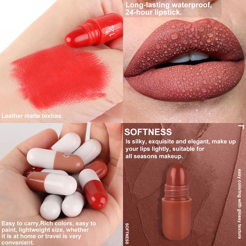 Beyprern 18 pcs/set Long-Lasting Velvet Matte Capsule Lipstick Set - Portable and Waterproof Mini Lipsticks