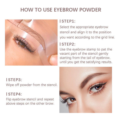 Beyprern Eyebrow Stamp Stencils Kit, One Step Brows Powder Makeup