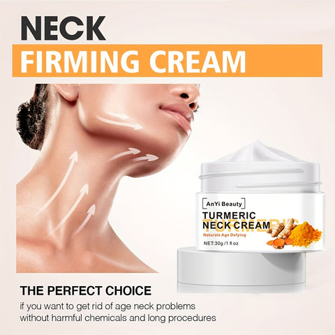 Beyprern Turmeric Neck Firming Cream - Facial Moisturizer With Retinol Collagen & Hyaluronic Acid - Double Chin Reducer - Day & Night Cream - Firming, Hydrating Face Cream