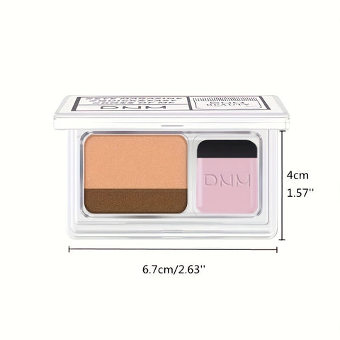 Beyprern Portable Two-Tone Eyeshadow with Smooth Matte Finish and Matching Brush - One Step Lazy Shaping Eyeshadow for a Flawless Look
