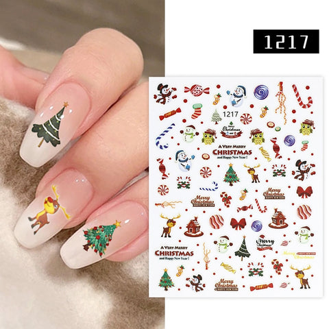 Christmas gifts Christmas Nail Sticker 3D Self-Adhesive Santa Clause Gel Nail Decor Snowflake Stickers For Nails Nail Art For Nail Decoration