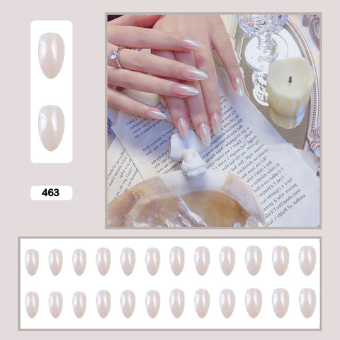 Graduation gifts Mermaid Color Auroral Color Shell Fairy Fake Nail Art Wearable False Nails With Glue And Sticker 24pcs/box
