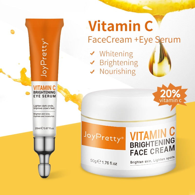 Skin Care Vitamin C Face Cream and Eye Cream Anti Wrinkle Moisturizing Serum Collagen Whitening Cream Face Care