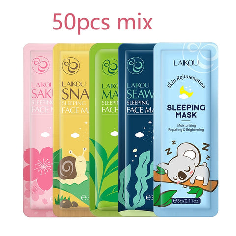 50pcs LAIKOU Sakura Moisturizing Sleeping Face Mask Anti Wrinkle Night Facial Mask Packs Moisturize Anti-Aging Mask for Facecare